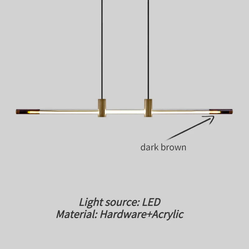 Minimalist led chandeliers for modern bars and receptions - Dark Brown / 5000-6000K / L 140cm