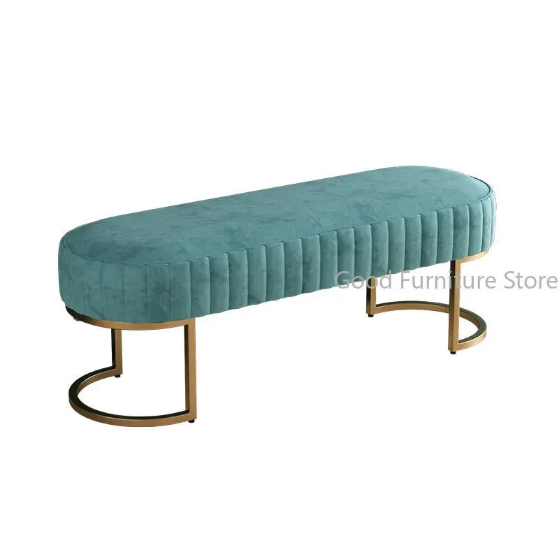Ottoman luxury shoes stool for hotel coffee and shop - 60-32-42cm-Blue
