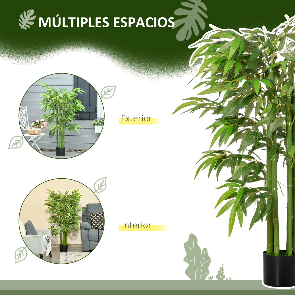 Bamboo flower pot with artificial reeds for interior decoration - view 7
