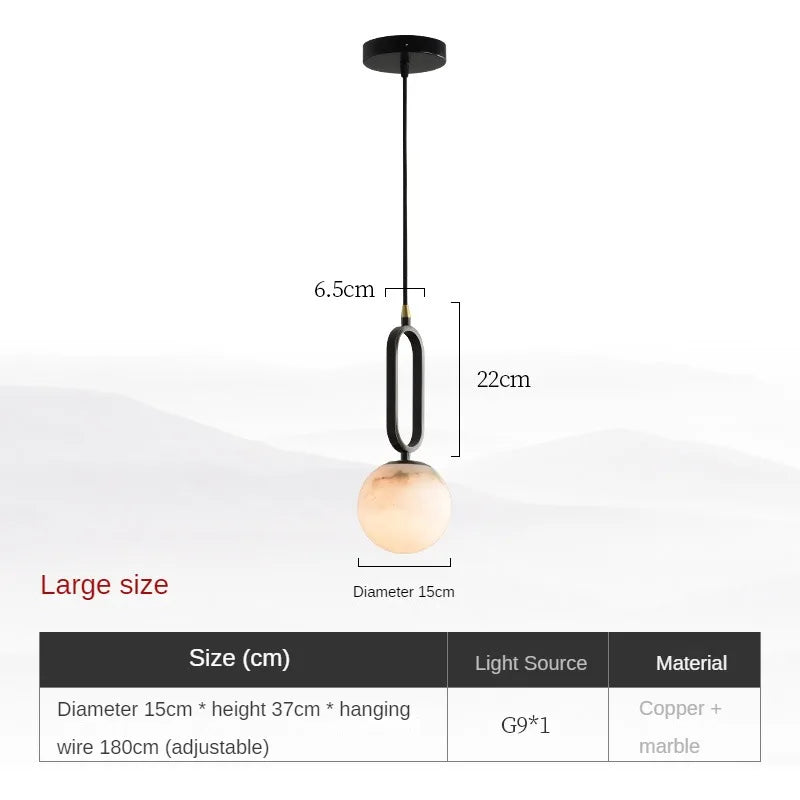 Simple and Luxury Bedroom, Bedside G9 Small Chandelier Living Room Sofa Background Wall All Copper Natural Marble Decoration - D 15cm / Warm White