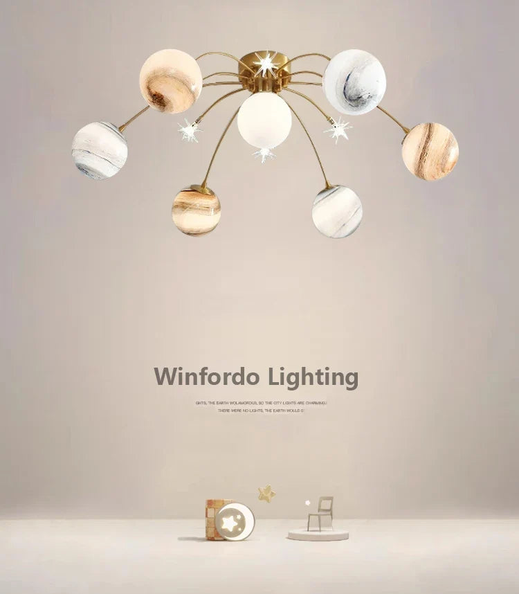 Chandelier child in glass design bright for bedroom