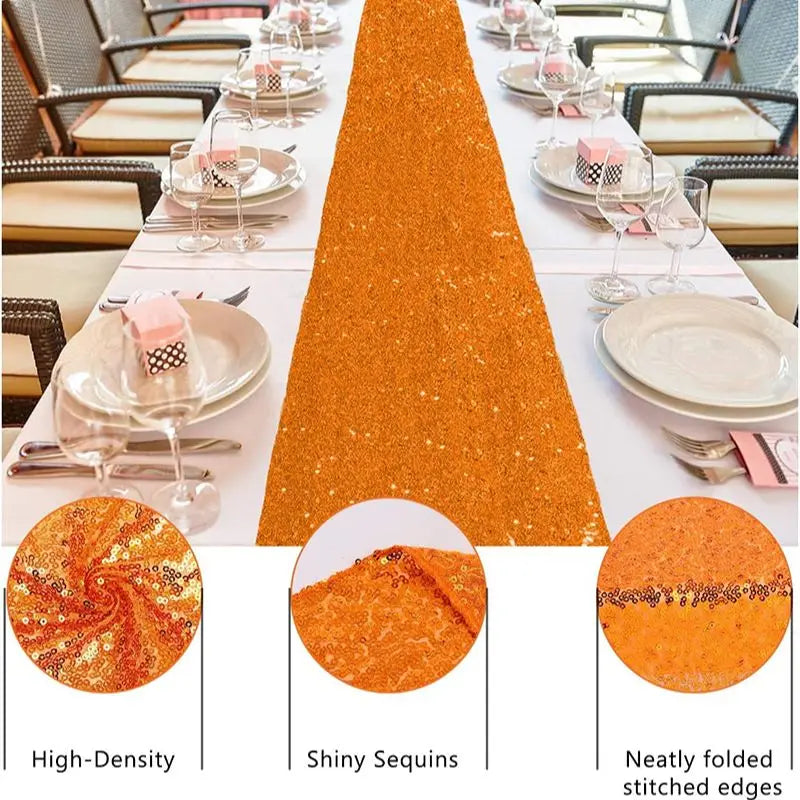 Classic Orange Glitter Table Runner for Parties - view 7