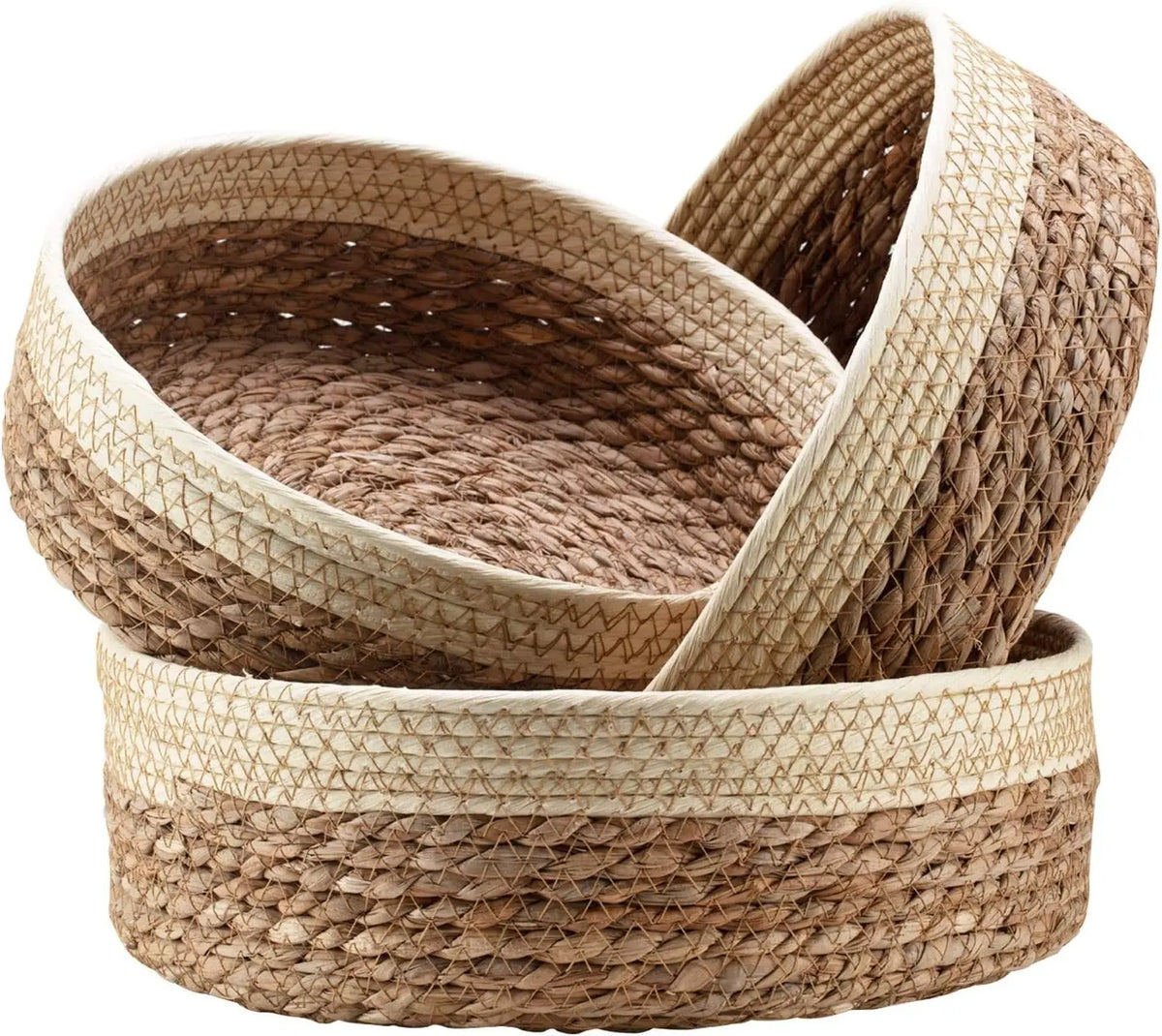 3 Size Woven Storage Basket, Organize Straw Cosmetics Storage Basket, Snack Food Storage Table Basket Made of Cattail Material - White / 30.5X10 CM