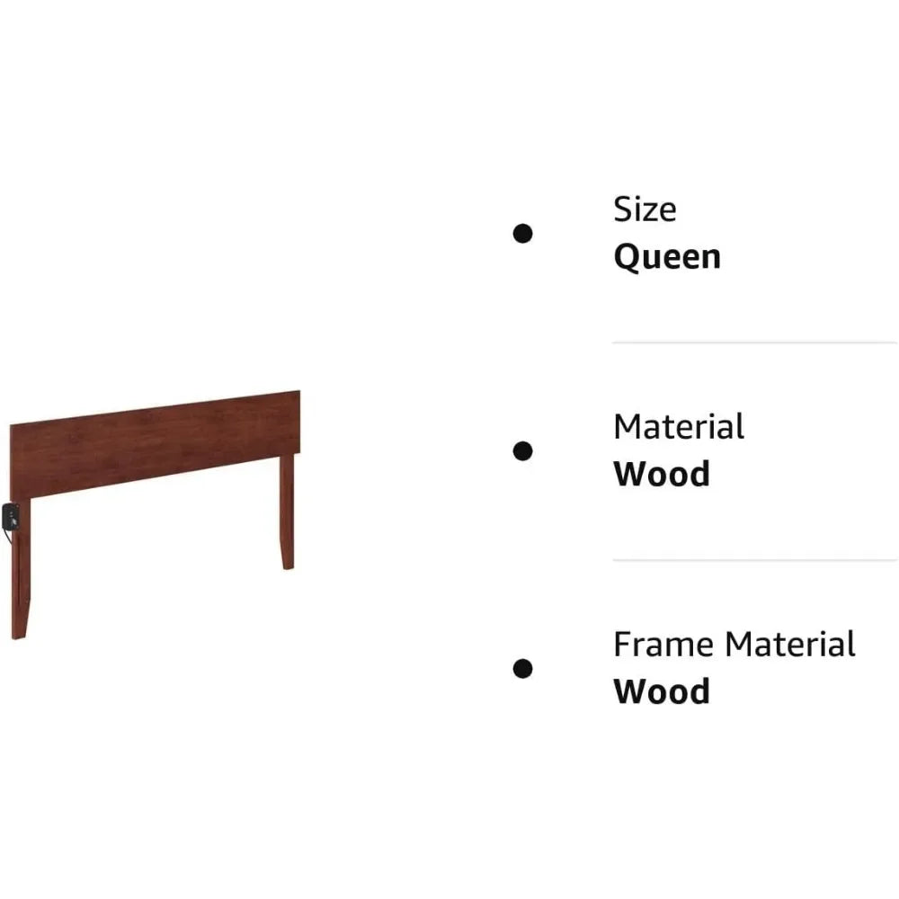 Queen Size Headboard, Walnut, Modern Solid Wood Headboard - view 4