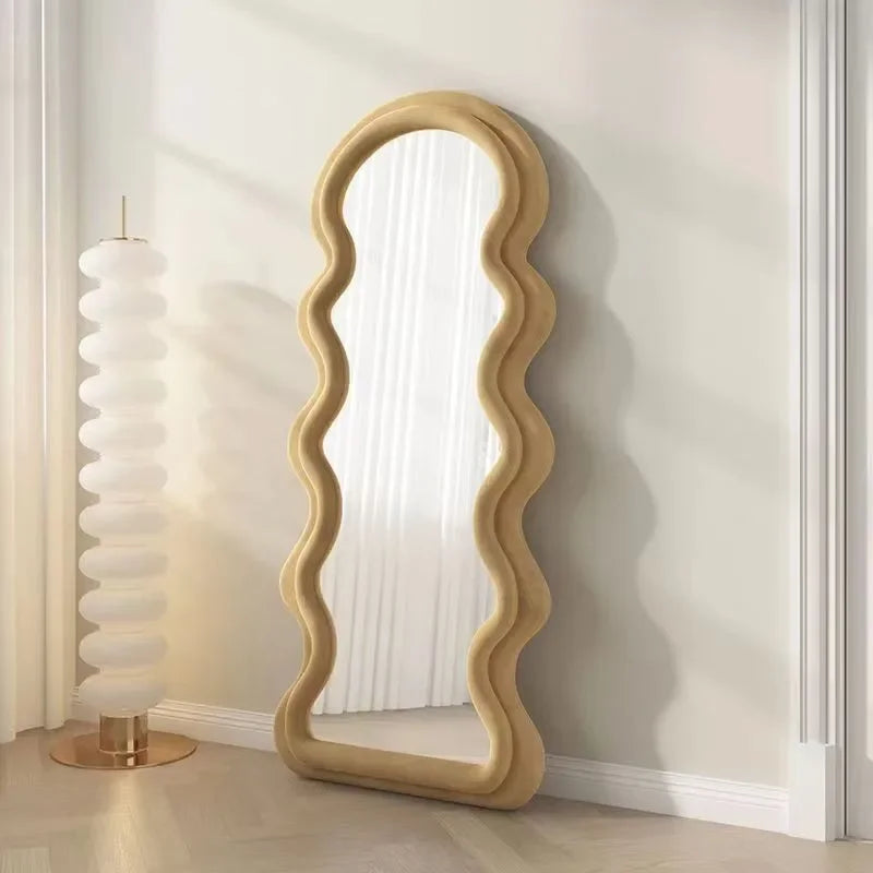 Corrugated mirror modern design for chic and funky space - Milk Tea Color / 60x160cm