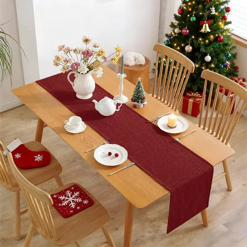 Red table runner Christmas polyester decoration fetish - 33x140cm