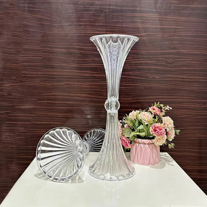 Transparent Acrylic Wedding Vases, Horn Style, Party Table Centerpiece, Family Table Decoration, High 45cm, New, 10pcs