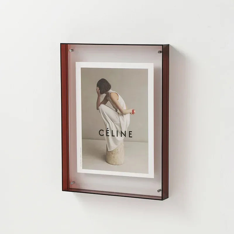Transparent acrylic frame for various photos and decorations - Brun / 21x30cm
