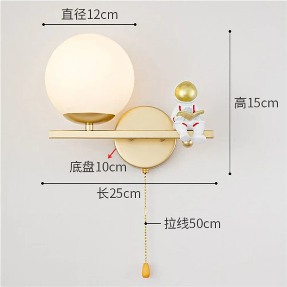 Led wall sconce in golden glass for children's room - One