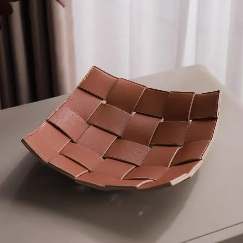 Leather storage tray for keys and other objects