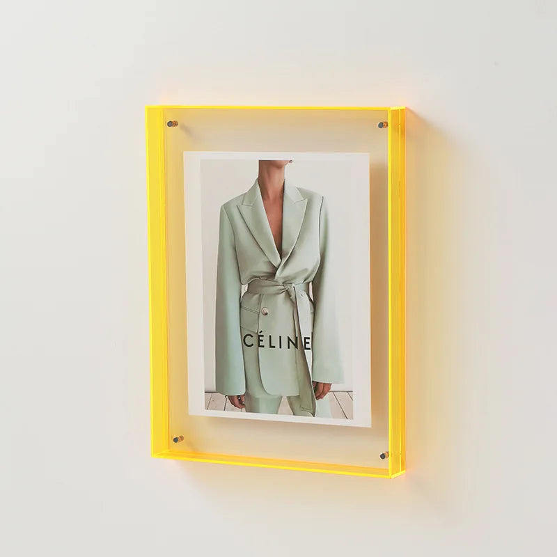 Acrylic photo frames for interior and wall decoration - Yellow / 11x14cm