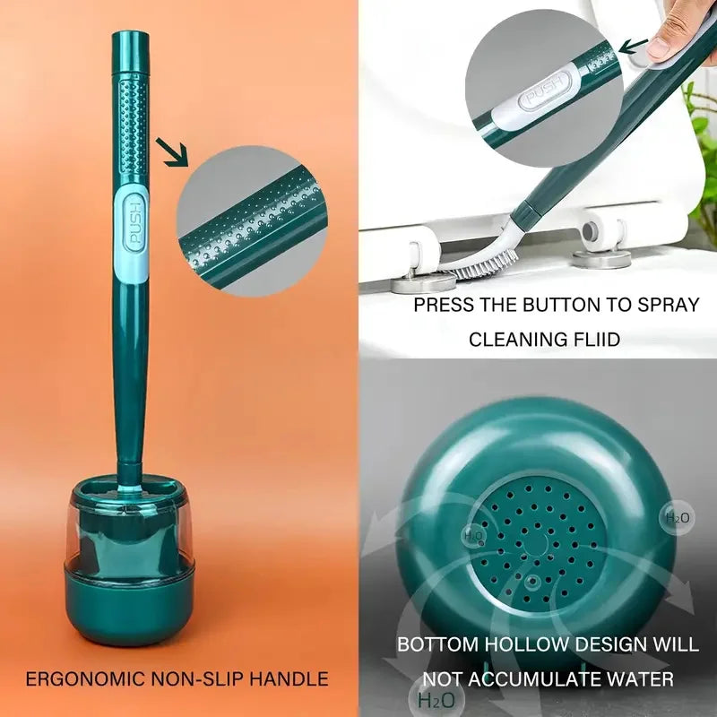 Toilet brush set with wall support and long handle - view 2