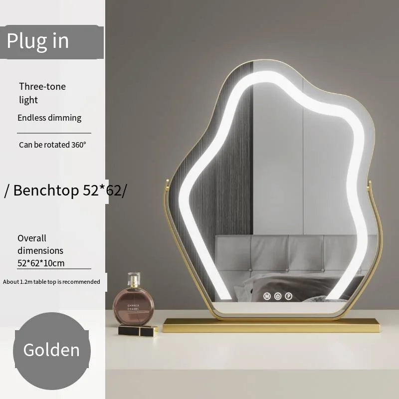 Vanity Mirror with Lights, Bathroom Mirror with Dimmable 3 Modes, 360 ° Rotary Touch Screen Control, Suable for Bedroom - 52x62cm