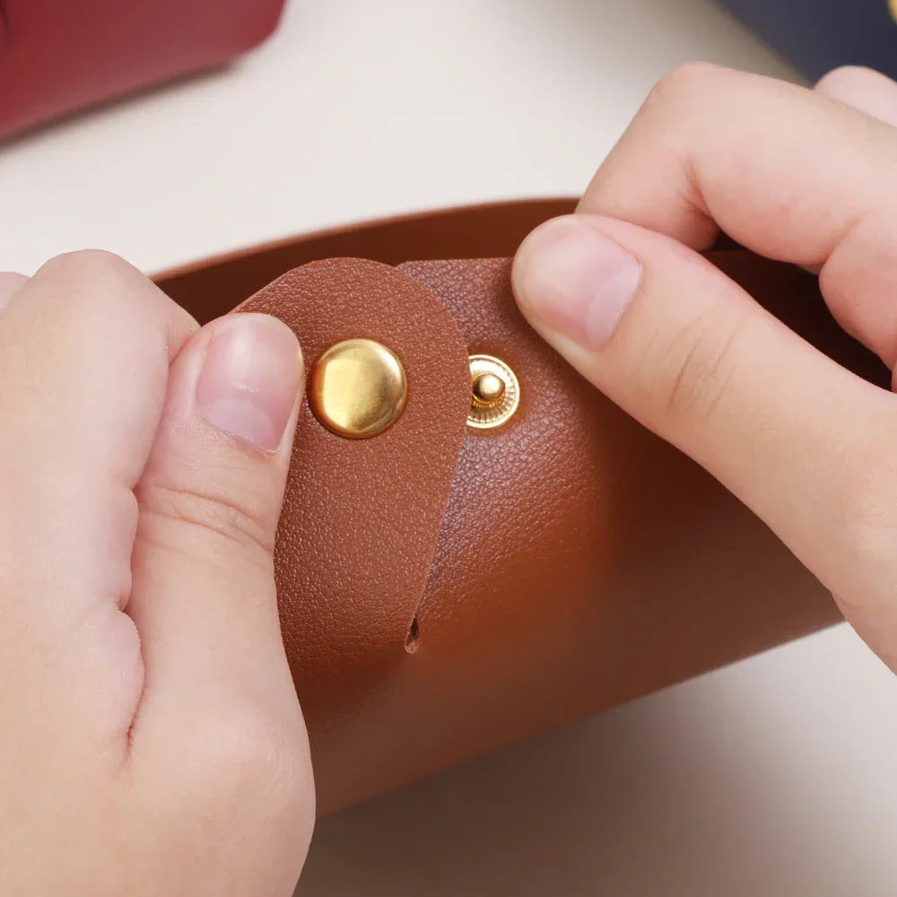 Folding leather top for storage and organization - view 4