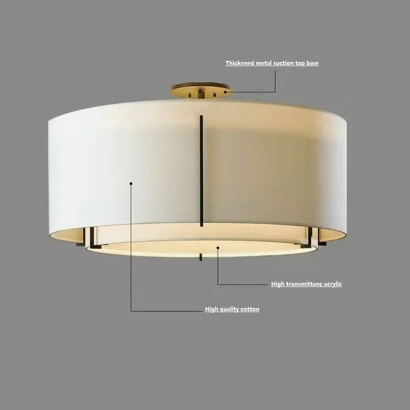 Chinese led ceiling lamp in soft decorative fabric - view 2