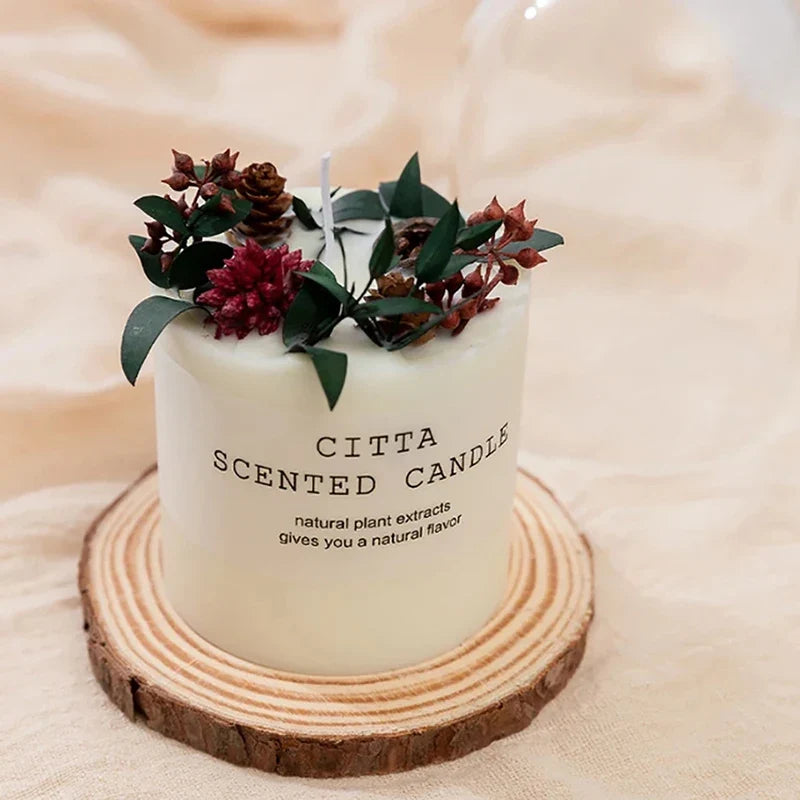 Forest Series Scented Soy Candle with Wooden Holder, 4 Fragrances, Aromatherapy Candles for Home Meditation Decoration, 285g