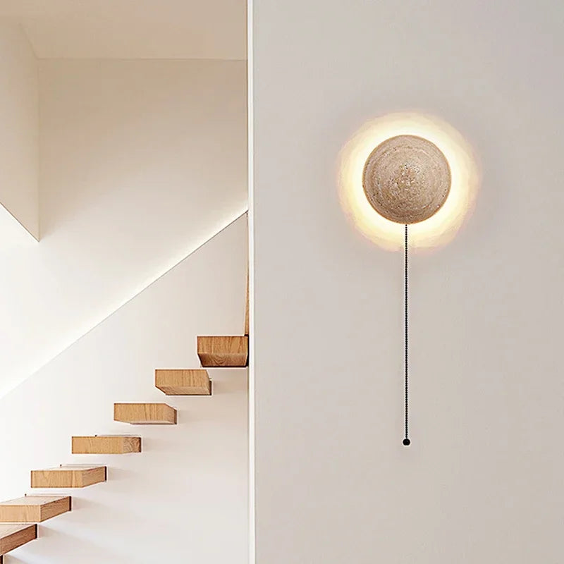 Modern wall sconce in limestone for bright interior decoration