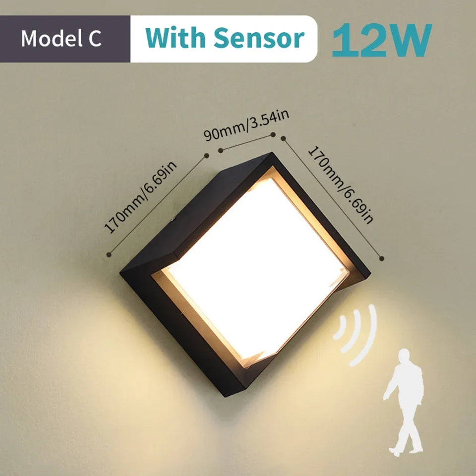 Outdoor led wall sconce with automatic motion sensor - ModelC with Sensor / Cold white / AC85-265V