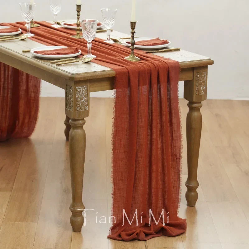 Vintage style cotton gauze table runner - 40x200cm