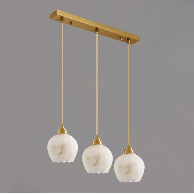 Nordic pendant light in marble and modern minimalist copper design - B-3 / 3000K