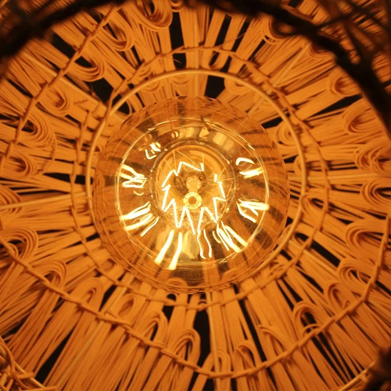 Chinese rattan during light, hand five straw hat lampshade during light, living room decoration, indoor lighting fixtures - view 5