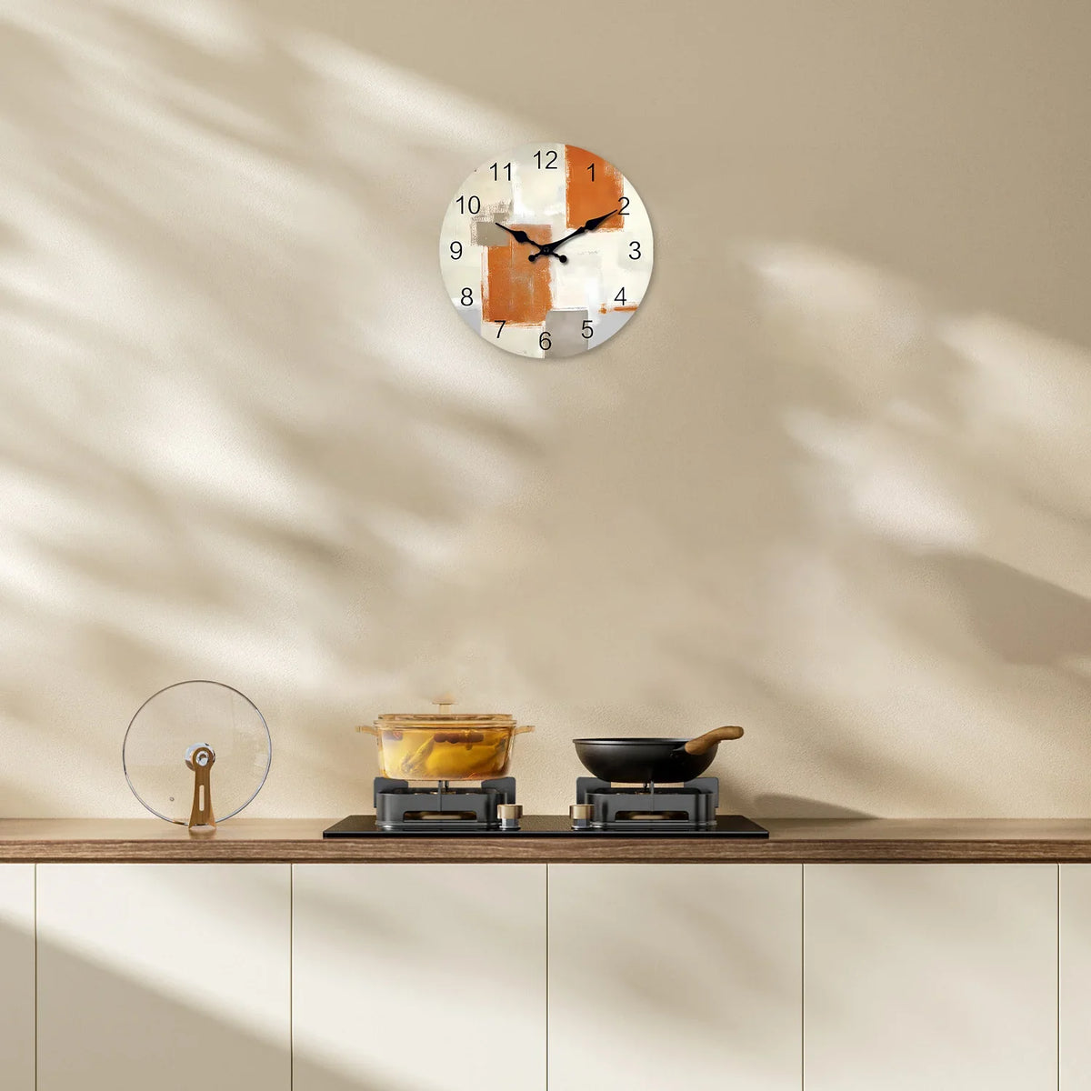 Modern wooden wall clock abstract decorative silent pattern - view 2