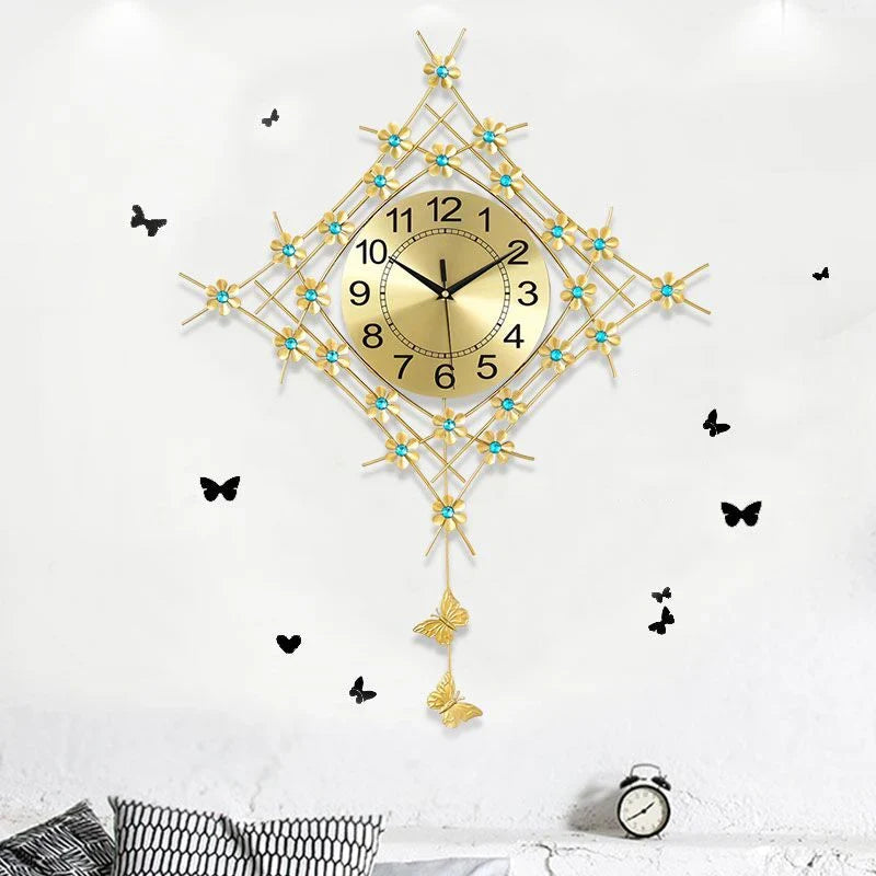 European unique metal clock with pendulum design - view 4