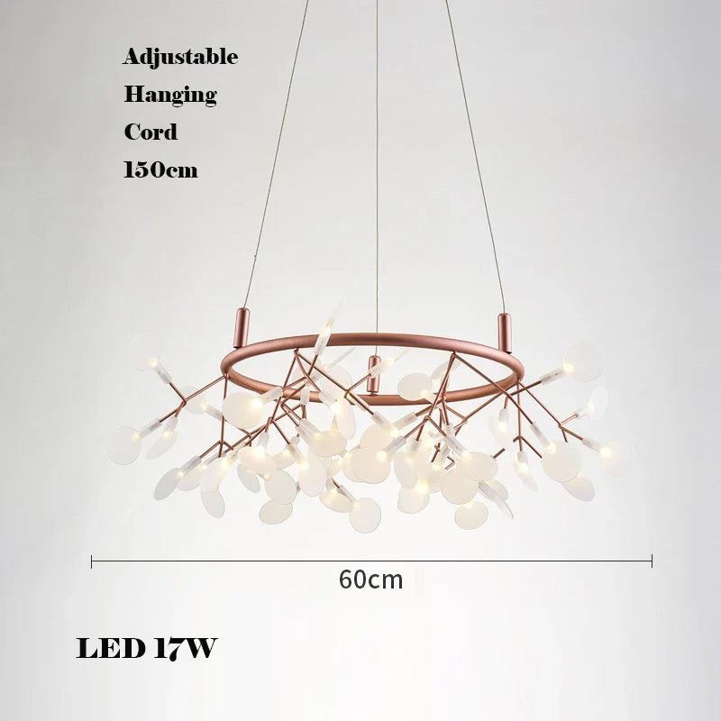 Creative LED chandelier in stainless steel and acrylic for interior decoration - Dia60cm B / Rose Gold / Dimmable