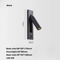 Black Brass Rectangular LED Wall Sconce with USB Port - Warm light / Black