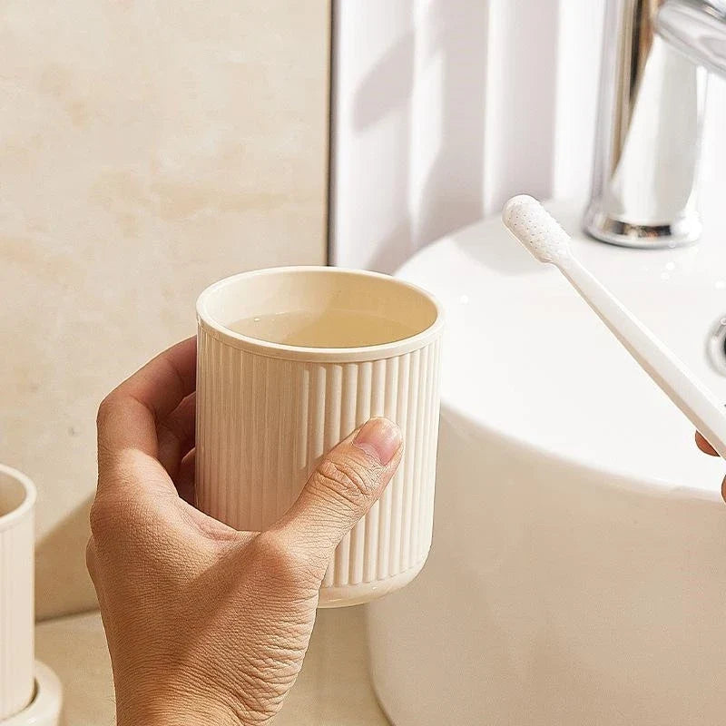 Washing Cup Toothbrush Holder Portable Couple Washing Mouth Cups, Plastic Toothbrush Cup with Tray Base, Bathroom Accessories - view 5
