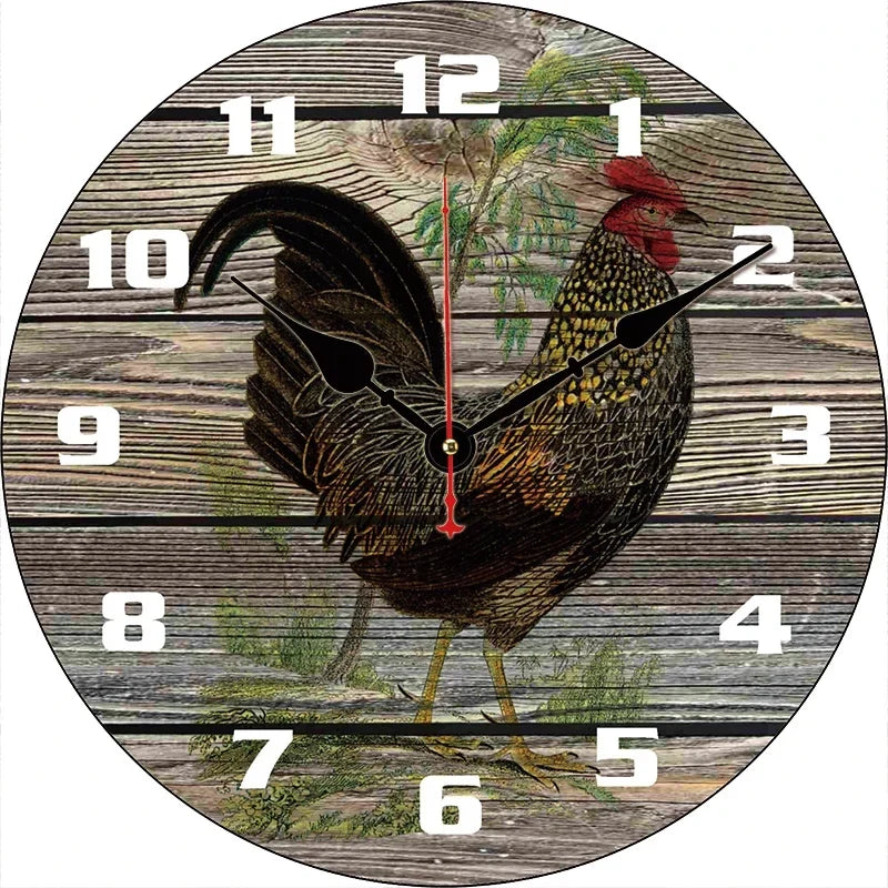 Vintage wall clock in decorative and silent wood - 20-0916 / 8 inches (20cm)