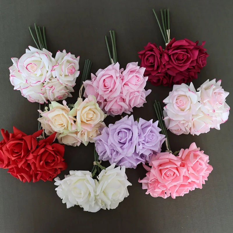 Bouquet of realistic artificial rose wines for wedding and decoration - view 2