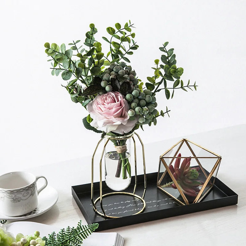 Geometric vase in forged metal for modern decoration - view 3