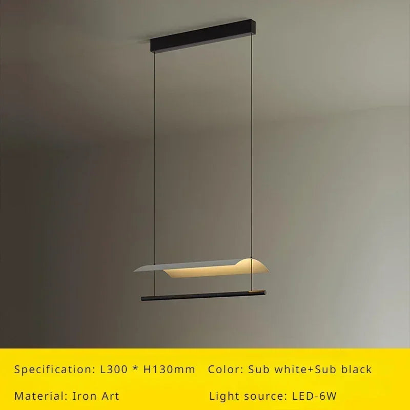 Modern hanging chandelier Nordic lighting design long and simple - L300mm H130mm / Cool Light