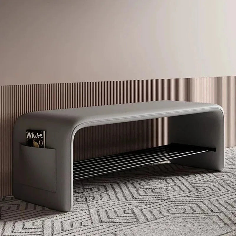 Doorway Shoe-Changing Stool with Storage, LED Accent Style - view 3