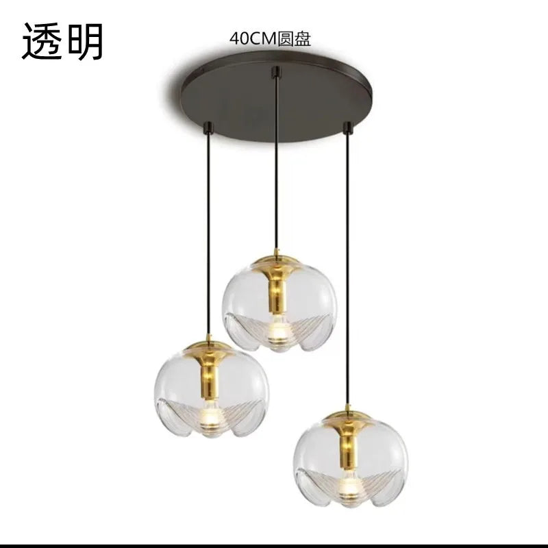 Round pendant light in glass for restaurant bar and kitchen - C / Warm White
