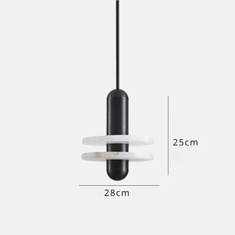LED design marble pendant light for elegant interior - Black 28cm Double