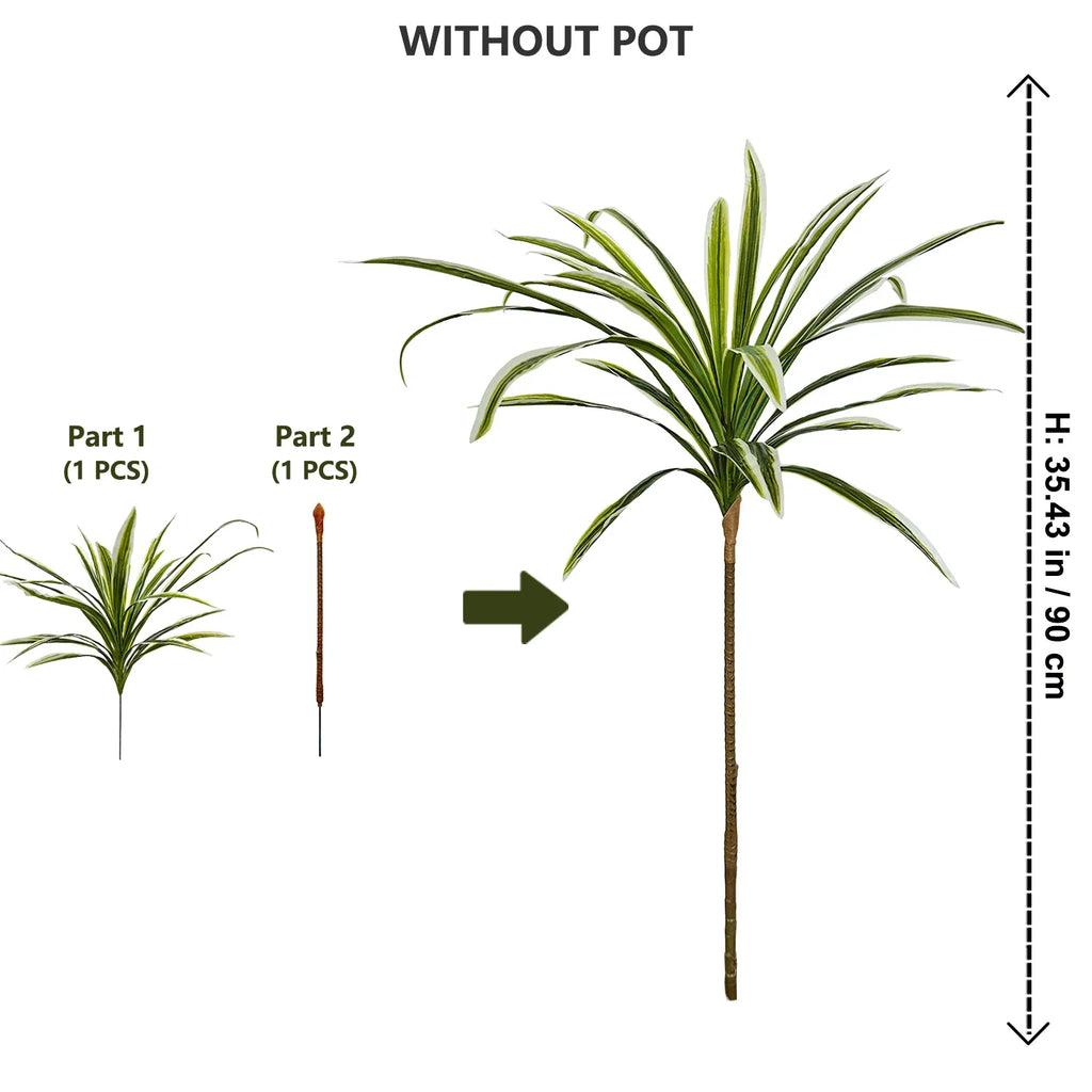 3 artificial plants dracaena for a realistic decoration - ZB-685-90