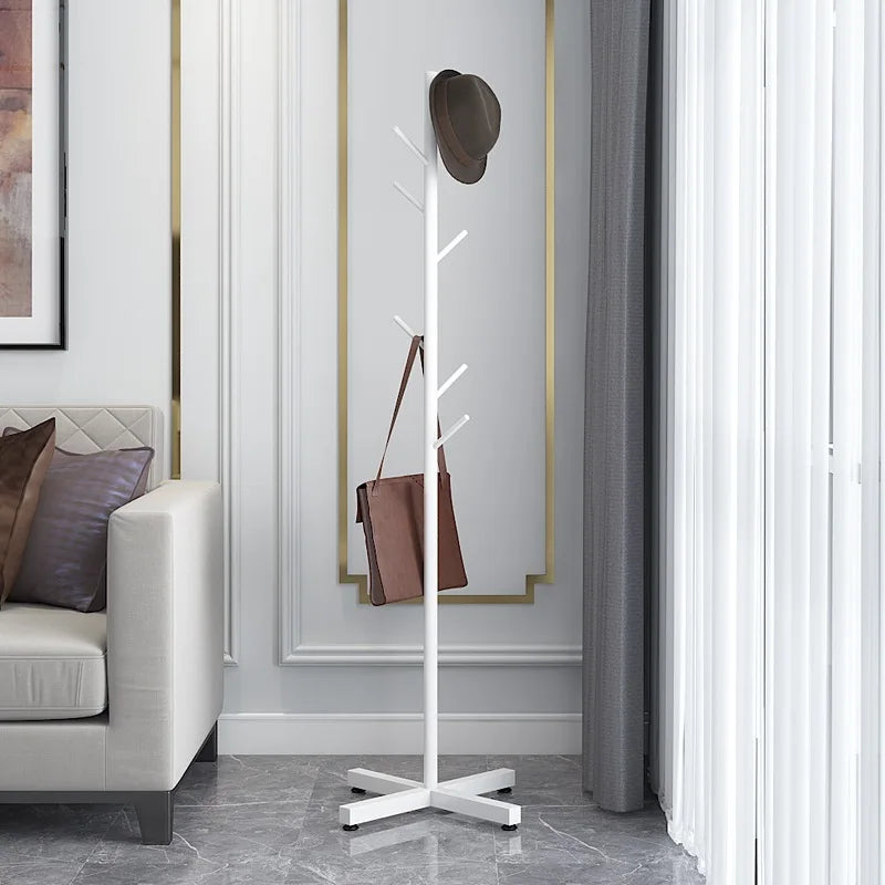 Luxury coat holder on foot with 8 hooks versatile organizer - White