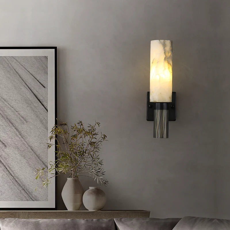 Spanish natural marble wall sconce for elegant interior