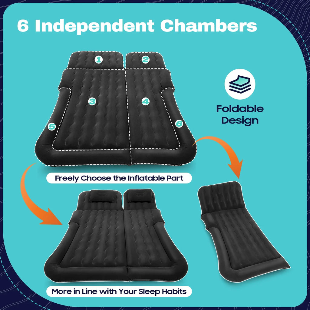 Car Mattress, SUV Car Air Mattresses, Movable, Thicker Air Bed for Travel, Camping, Outdoor Activities, Removable Inflatable Bed