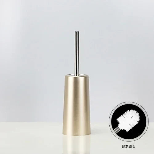 Toilet brush with long handle soft hair without dead end - Gold Nylon Head