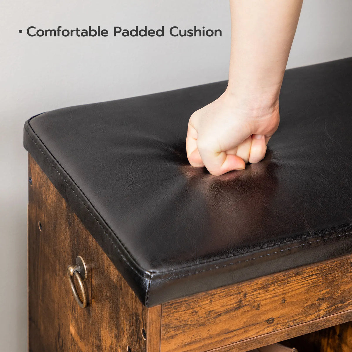 Shoe cabinet with padded bench and 6 compartment shelf - view 4