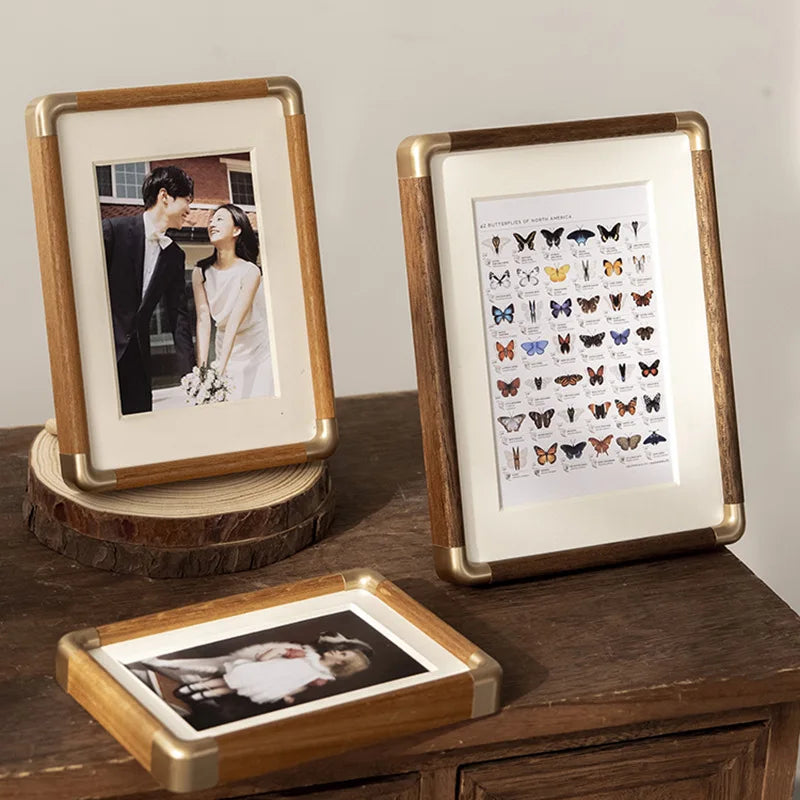 Wooden photo frame with copper corner for elegant decoration - view 4