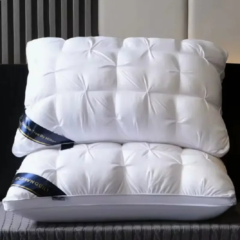 Twisted Flower Bread Feather Velvet Pillow, Five-star Hotel Washable Pillow Core, Adult Cervical Care and Health Pillow - WHITE / 1 low pillow