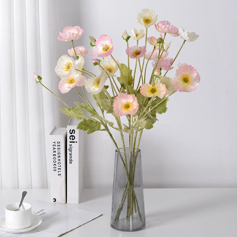 Artificial silk poppy flowers for decoration and events - view 3