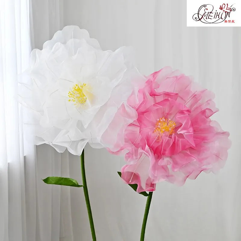 Artificial flower silk pink poppy festive realistic decoration - view 2