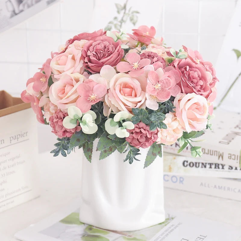 Artificial flowers silk peony hortensia decoration wedding bouquet - view 3