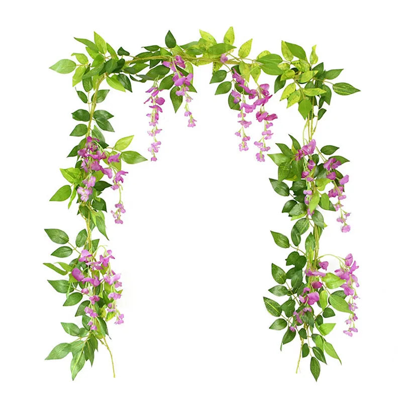 Artificial glycine garland for floral and festive decoration - Red Pink Wisteria