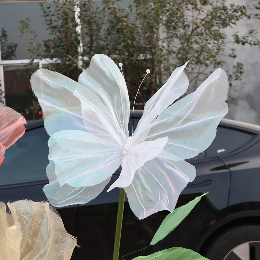 Butterfly bottom in mesh for wedding and party - White / Seul papillon